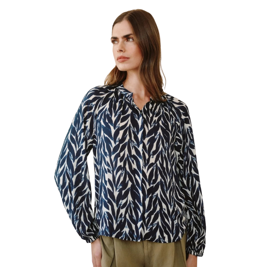 Navy Leaves Long Sleeve Raglan Shirt