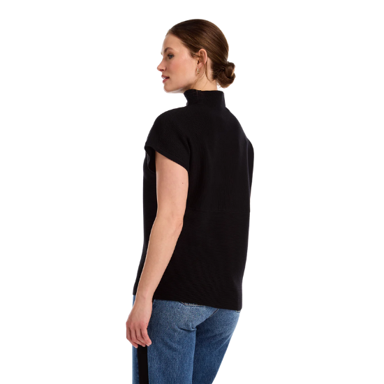 Black Ottoman Cap Sleeve Sweater