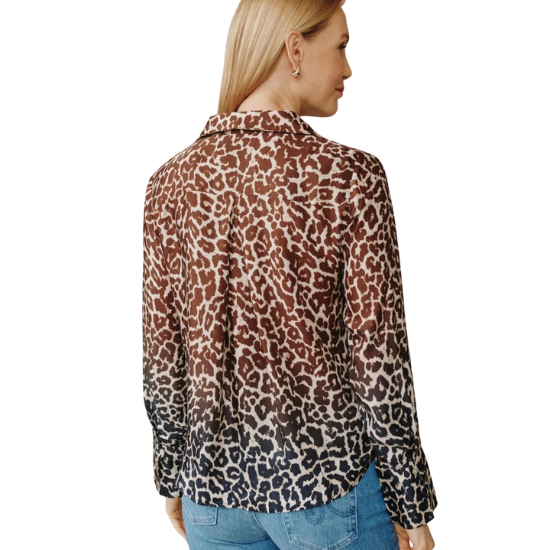 Ombre Leopard Button Down Top