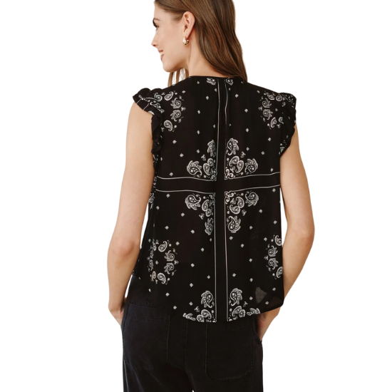 Bandana Print Ruffle Sleeve Top