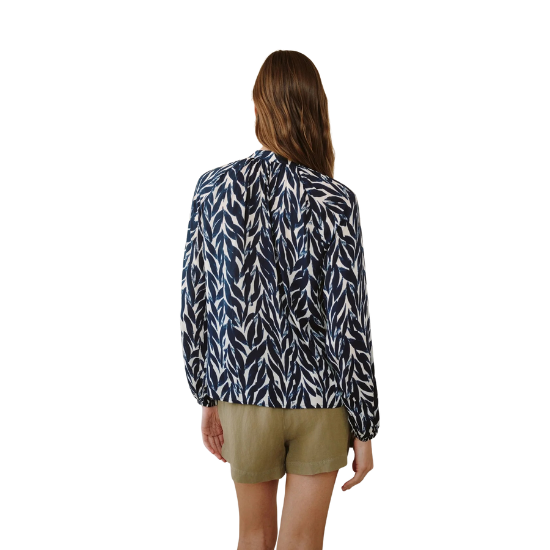 Navy Leaves Long Sleeve Raglan Shirt