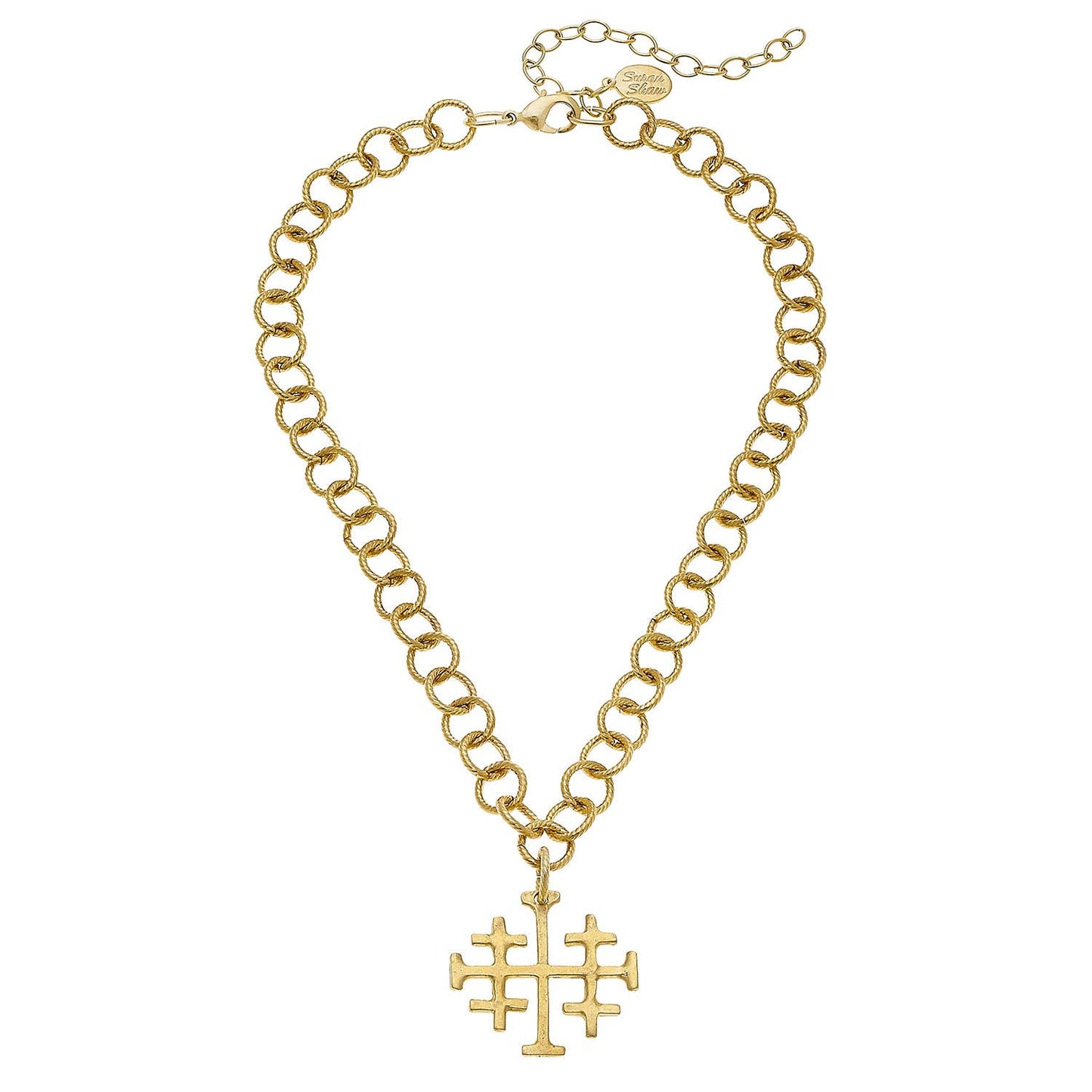 Gold Multi Cross on Large Chain Necklace