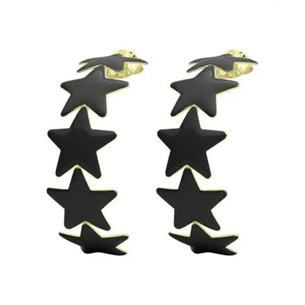 Sheila Fajl - Black Aaron Star Hoops