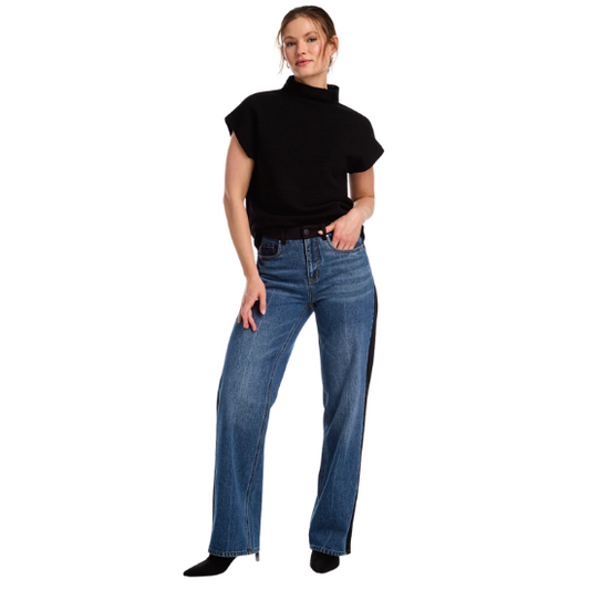 Black Ottoman Cap Sleeve Sweater