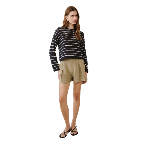 Black Striped Crew Neck Sweater