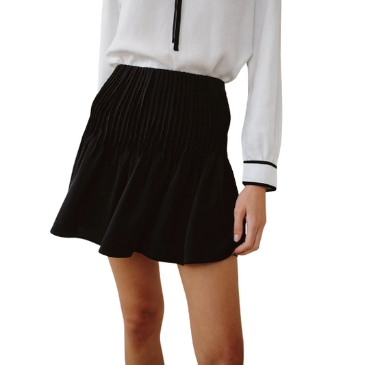 Black Pintuck Mini Skirt