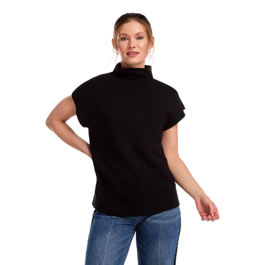 Black Ottoman Cap Sleeve Sweater