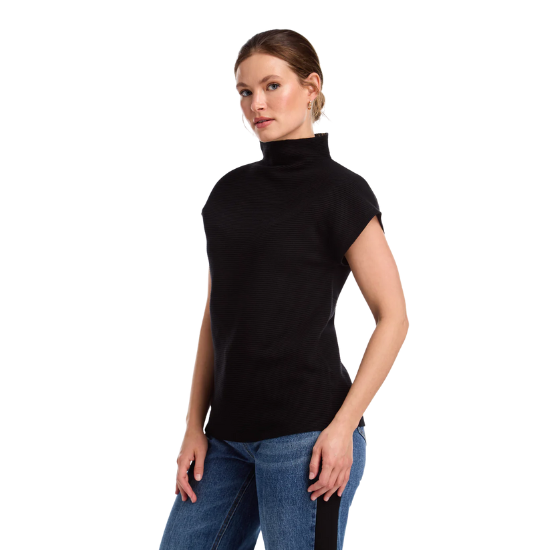 Black Ottoman Cap Sleeve Sweater