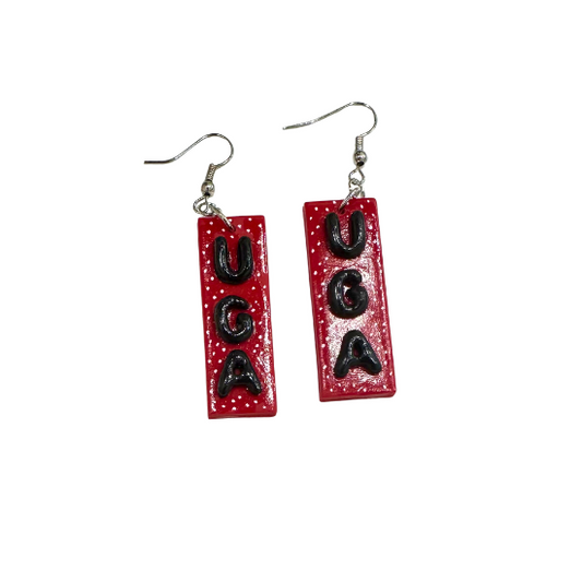 Red + Black "UGA" Earrings