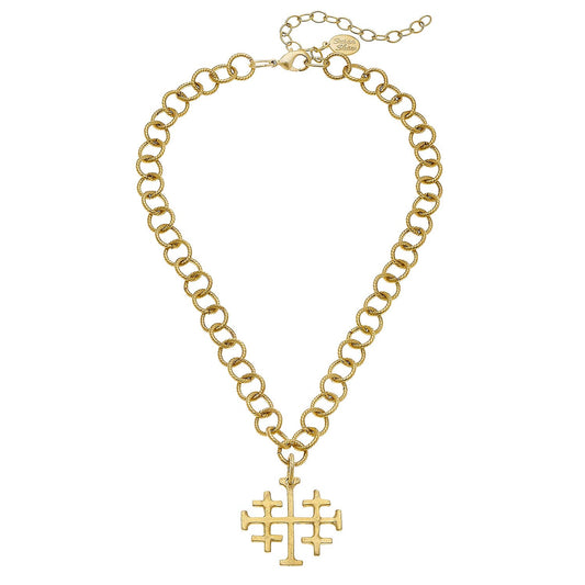 Gold Multi Cross on Large Chain Necklace