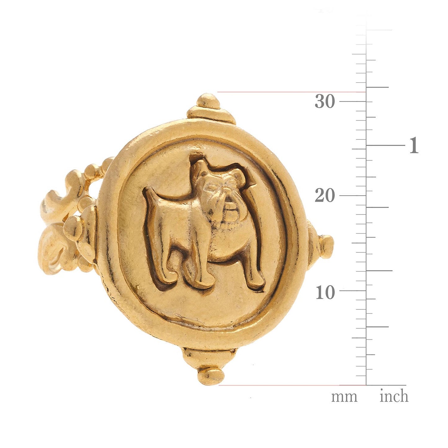 HANDCAST GOLD BULLDOG ADJUSTABLE RING