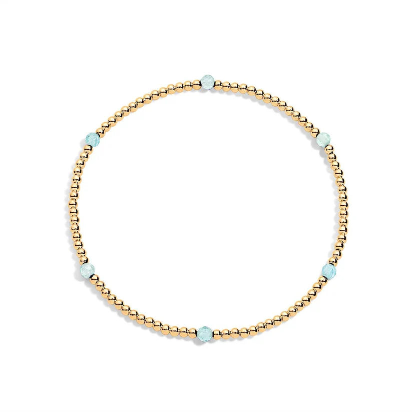 Tatiana M Designs - Nina 2mm Gold & Gem Bracelet - Aquamarine