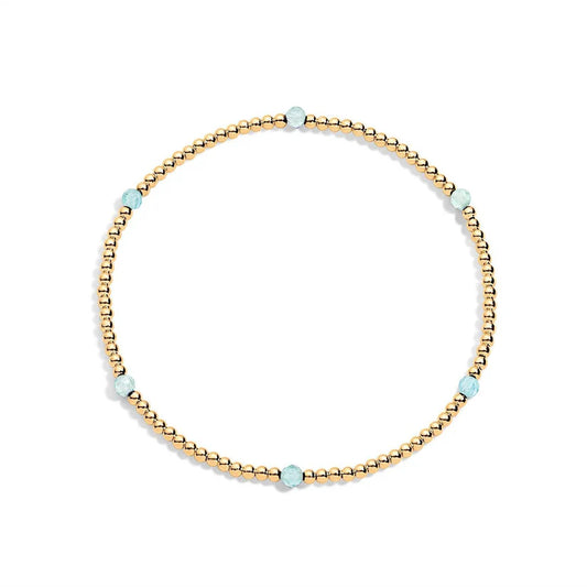 Tatiana M Designs - Nina 2mm Gold & Gem Bracelet - Aquamarine