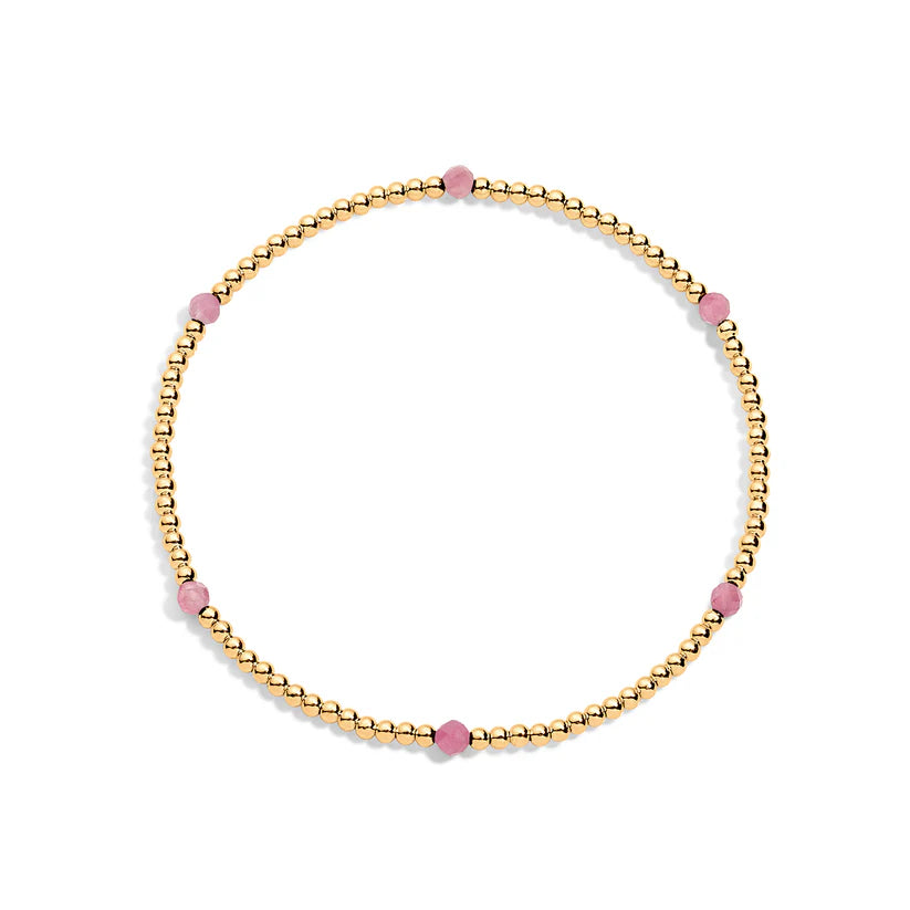 Tatiana M Designs - Nina 2mm Gold & Gem Bracelet - Pink Tourmaline