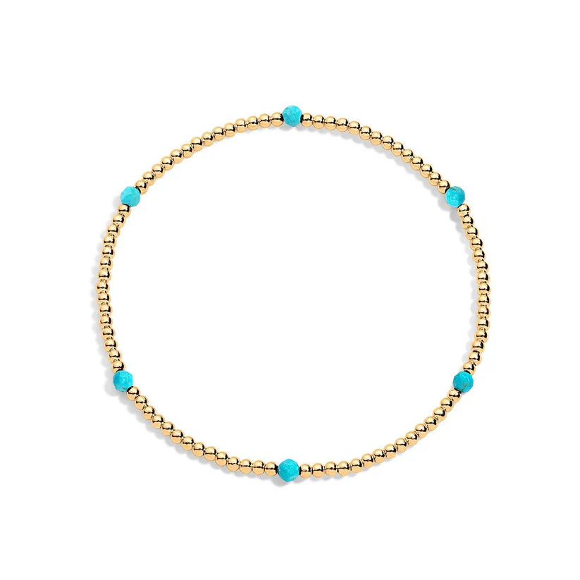 Tatiana M Designs - Nina 2mm Gold & Gem Bracelet - Turquoise