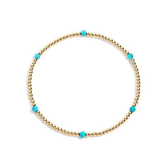 Tatiana M Designs - Nina 2mm Gold & Gem Bracelet - Turquoise