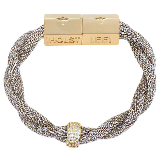 Holst + Lee - Silver/Stone Twisted Mesh Bracelet