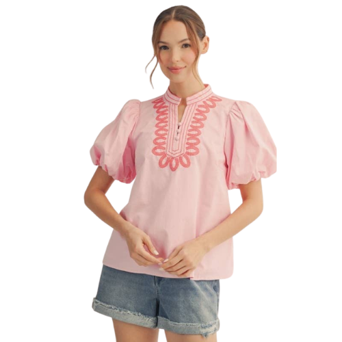Embroidery Detail Solid Top