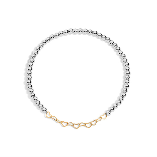 Tatiana M Designs - Lucy 3mm Sterling Silver Bracelet with Gold Hearts