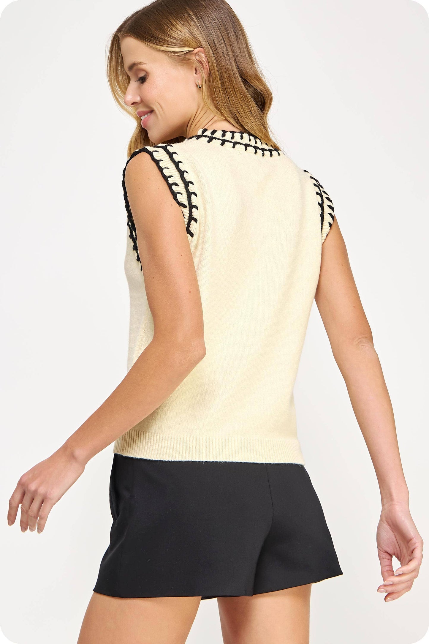 Embroidered Sleeveless Knit Tank Top